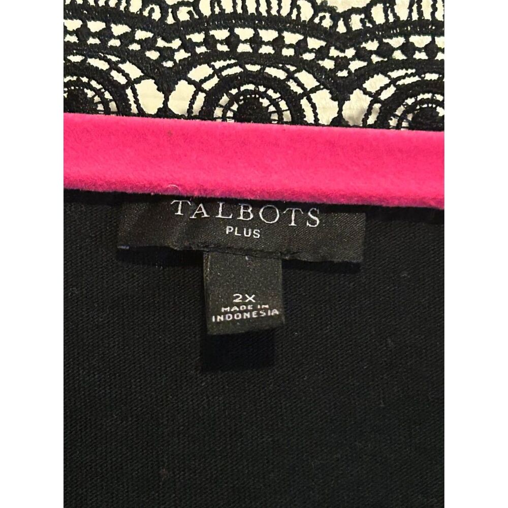 Talbots black lace trim peasant short sleeve blouse top shirt woman's size 2X - Picture 6 of 7